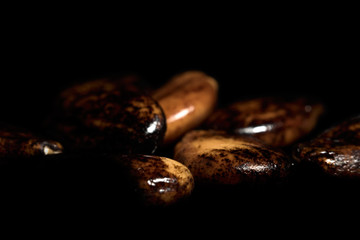 Watermelon seeds macro on a black background