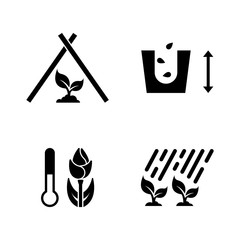 Fototapeta premium Flowers growing. Simple Related Vector Icons Set for Video, Mobile Apps, Web Sites, Print Projects and Your Design. Black Flat Illustration on White Background.