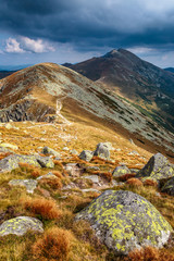 Mountain ridge with the highest peak Dumbier of the Low Tatras National Park in Slovakia, Europe.