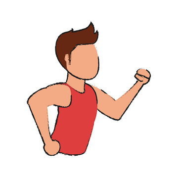 Man running of athlete training and fitness theme Isolated design Vector illustration