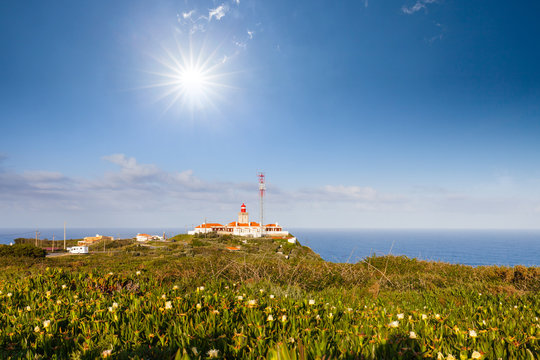 Cabo da Roca lighthouse at sunny day