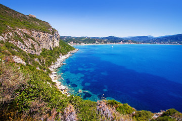 bay near agios georgios, corfu island, greece