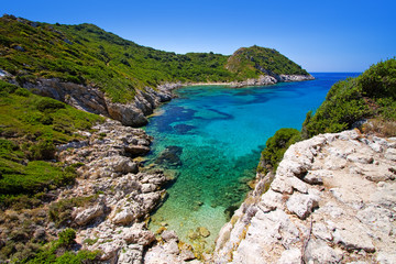 beautiful bay near afionas, porto timoni, corfu island, greece