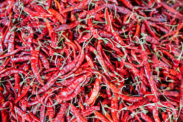 Fototapeta premium Close-up fresh red chili on market place