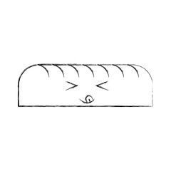 kawaii whole bread food character bakery vector illustration