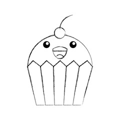 kawaii fun cupcake sweet cartoon food vector illustration