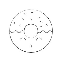 kawaii sweet donut dessert pastry cartoon vector illustration