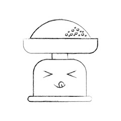 cartoon weight scale flour kitchen icon vector illustration