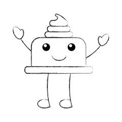 kawaii brithday cake funny cartoon sweet vector illustration