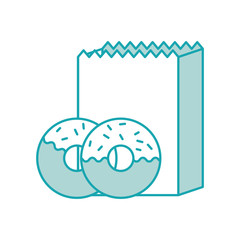 paper bag witn donut pastry dessert icon vector illustration
