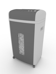 3d illustration gray modern shredder for papers isolated on a white background.