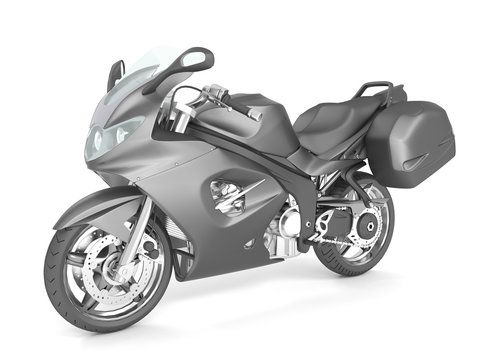 3d rendering of a gray sport bike isolated on a white background.