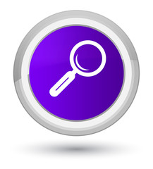Magnifying glass icon prime purple round button