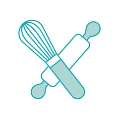 rolling pin and hand mixer tool kitchen cook vector illustration