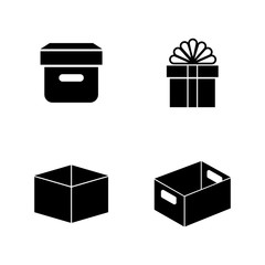 Paper Craft Packages. Simple Related Vector Icons Set for Video, Mobile Apps, Web Sites, Print Projects and Your Design. Black Flat Illustration on White Background.