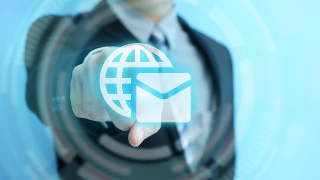video of business man touch email icon