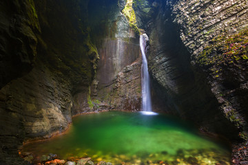 Fototapeta na wymiar Kozjak waterfall in the park Triglav, Slovenia