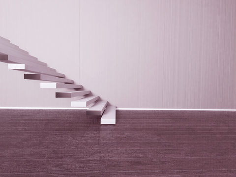stairs in the old room, 3d rendering