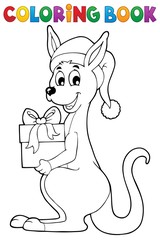 Coloring book Christmas kangaroo