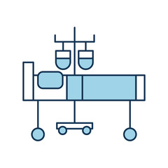 hospital medical bed and iv stand bag medicine vector illustration