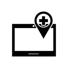 tablet with pointer map navigation medical vector illustration