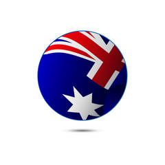 Obraz premium Australia flag button with shadow on a white background. Vector illustration.