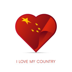 Fototapeta premium China flag in heart. I love my country. sign. Vector illustration.