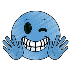 Funny cartoon face icon Emoticon caricature and character theme Isolated design Vector illustration
