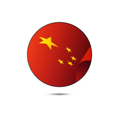 China flag button with shadow on a white background. Vector illustration.