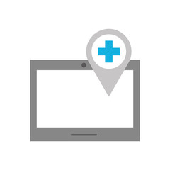 Fototapeta premium tablet with pointer map navigation medical vector illustration