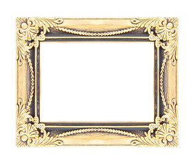 The antique gold frame isolated on white background