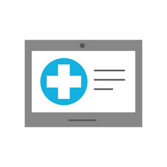 tablet hospital cross online service health vector illustration