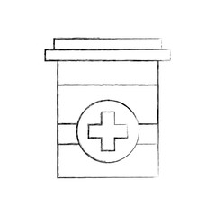 plastic container medicine cross pharmaceutical treatment vector illustration