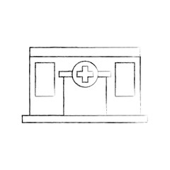 hospital building medical center front view icon vector illustration