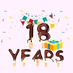 18th Anniversary Celebration card with gift box