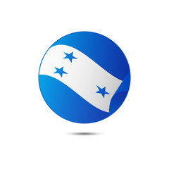 Honduras flag button with shadow on a white background. Vector illustration.