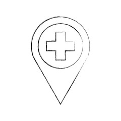 Obraz premium map pointer icon with cross hospital symbol position vector illustration