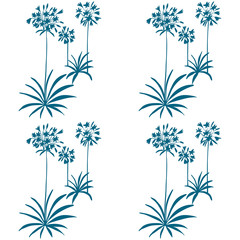 Floral vector seamless pattern with hand drawn african lily flowers and leaves.