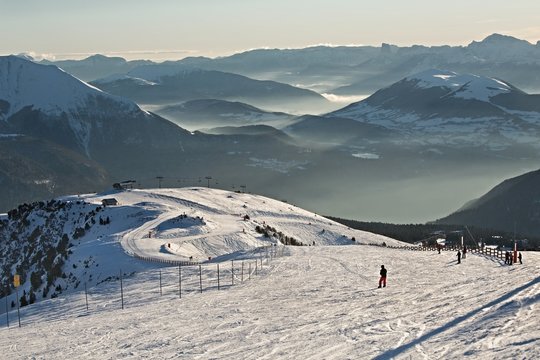 Skiing slopes from the top