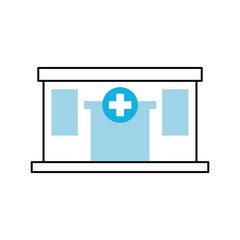 Obraz premium hospital building medical center front view icon vector illustration