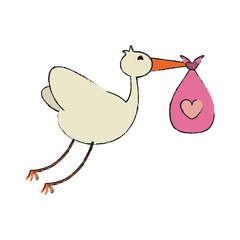 Stork with baby of baby shower and child theme Isolated design Vector illustration