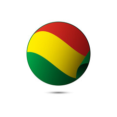 Bolivia flag button with shadow on a white background. Vector illustration.