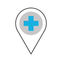 Obraz premium map pointer icon with cross hospital symbol position vector illustration