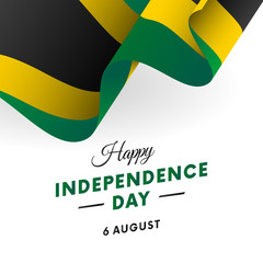 Jamaica Independence Day. 6 august. Waving flag. Vector illustration.