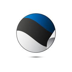 Estonia flag button with shadow on a white background. Vector illustration.