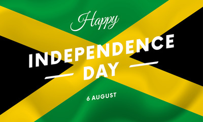 Fototapeta premium Jamaica Independence Day. 6 august. Waving flag. Vector illustration.