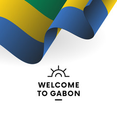 Welcome to Gabon. Gabon flag. Patriotic design. Vector illustration.