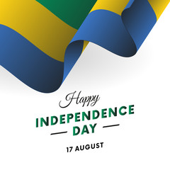 Gabon Independence Day. 17 august. Waving flag. Vector illustration.