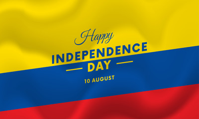 Ecuador Independence Day. 10 august. Waving flag. Vector illustration.