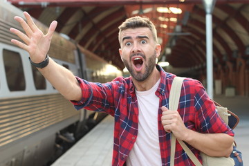 Man screaming after losing his train 